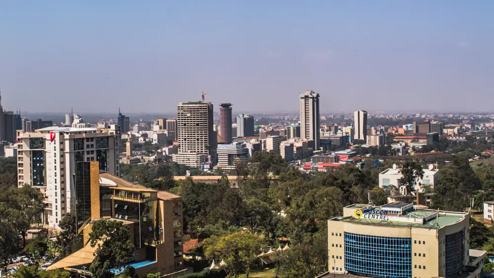 Nairobi skyline above the trees